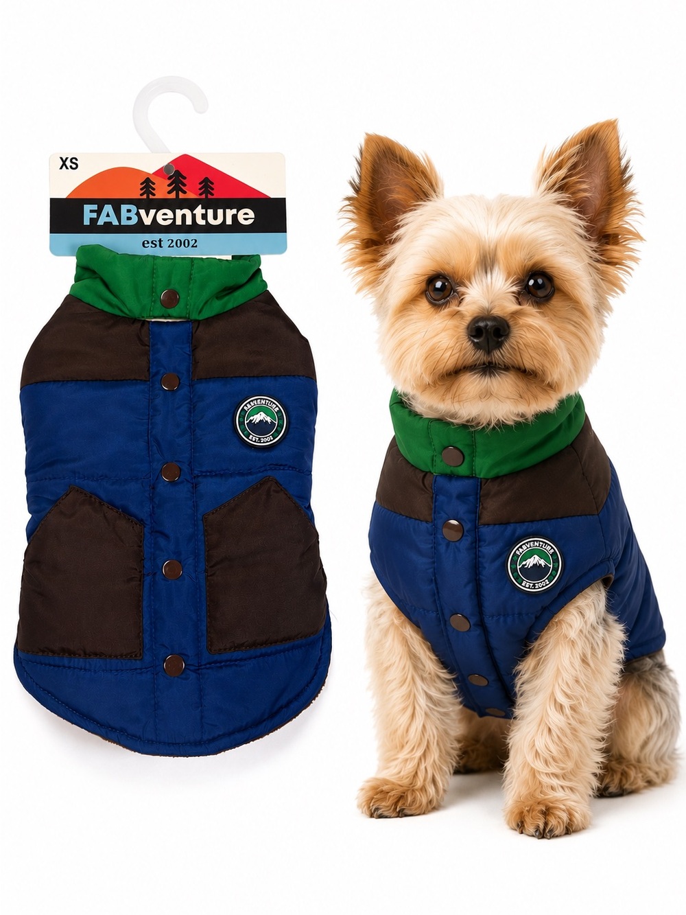 Dog Puffer Jacket XS Fleece Lined Winter Coat Fabdog FABventure